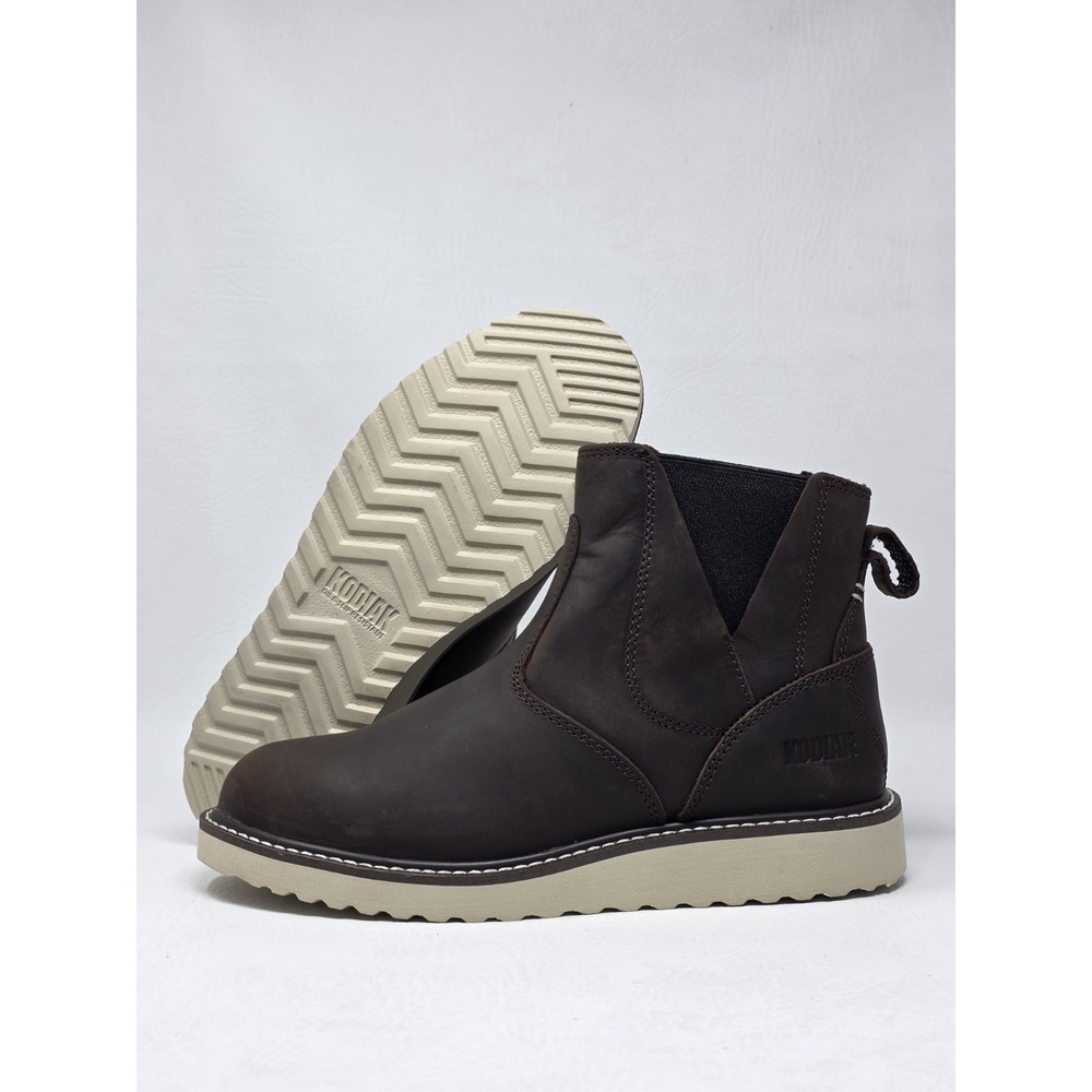 Kodiak Womens Size 8 Whitton Oil Slip Resistant Brown Boots 4THMDBX Regular Toe